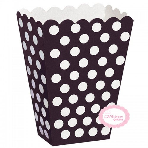 Caixas Pipocas Preto Bolinhas